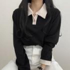 Long-sleeve Polo Blouse