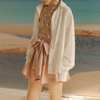 Long-sleeve Perforated Skirt