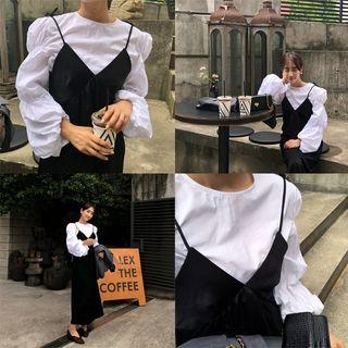 Gathered Balloon-sleeve Top
