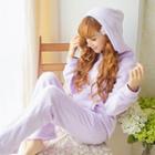 Loungewear Set: Coral Fleece Hooded Jacket + Pants
