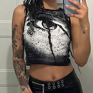 Eye Printed Crop Tank Top