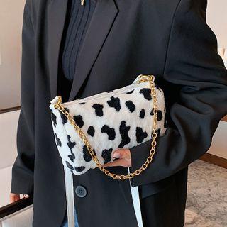 Cow Print Fluffy Shoulder Bag