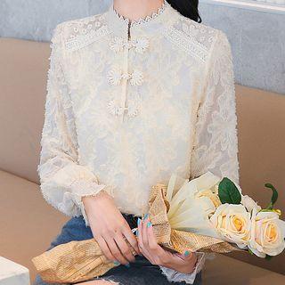 Frog-button Lace Blouse