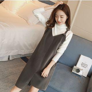 V-neck Asymmetric Pinafore Dress
