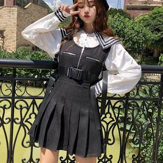 Sailor Collar Blouse / Pleated Jumper Dress