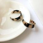 Leopard Print Resin Open Hoop Earring 1 Pair - Leopard - Light Coffee & Black - One Size