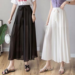 High-waist Wide Leg Chiffon Pants