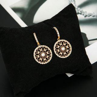 Rhinestone Flower Drop Earring As Shown In Figure - One Size
