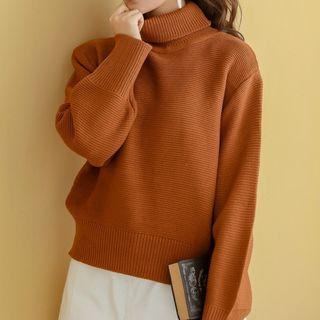 Turtleneck Sweater Light Brown - One Size