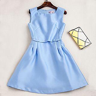 Plain Sleeveless A-line Dress