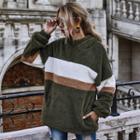 Paneled Half-zip Furry Pullover