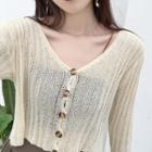 V-neck Open Knit Cardigan