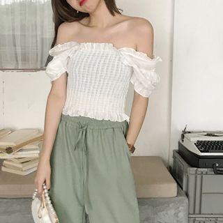 Short-sleeve Smocked Top White - One Size