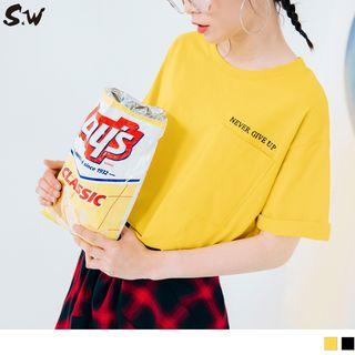 Embroidered Lettering Short Sleeve T-shirt