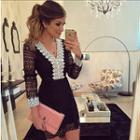 V-neck Lace Sheath Dress