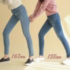 Stretch Washed Skinny Jeans In 2 Lengths