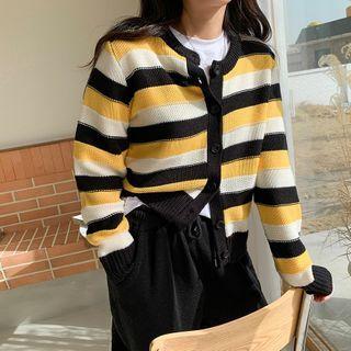 Round-neck Vivid Striped Cardigan