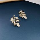 Rhinestone Branches Earring 1 Pair - Gold & White - One Size