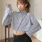 Long-sleeve Cropped Polo Shirt / Camisole Top