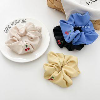 Cherry Embroidered Fabric Hair Tie