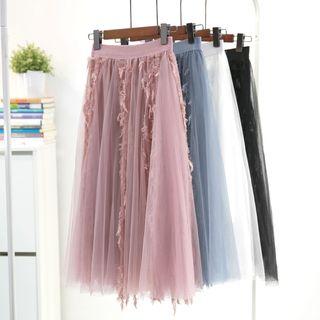 Fringed Detail Mesh Skirt