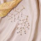 Faux Pearl Embellished Branch Earring 1 Pairs - 925 Silver Needle - Gold - One Size