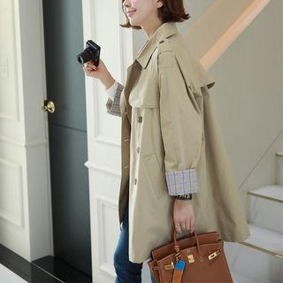 Double-breasted Check-detail Trench Coat