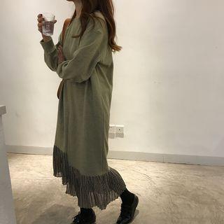 Print Panel Midi Pullover Dress