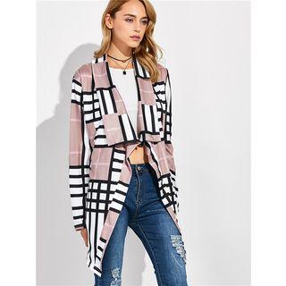 Plaid Open-front Light Jacket