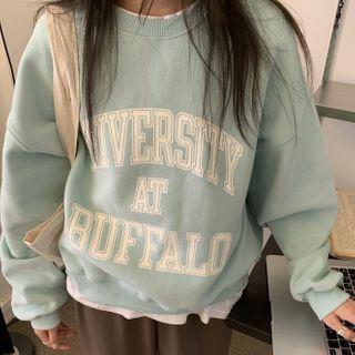 Lettering Sweatshirt Mint Green - One Size