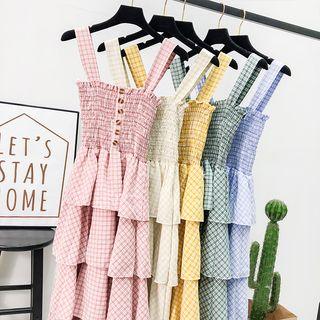 Layered Checked A-line Dress