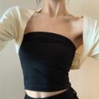Plain Tube Top / Long-sleeve Shrug / High-waist Slit Pants / Mini Pencil Skirt