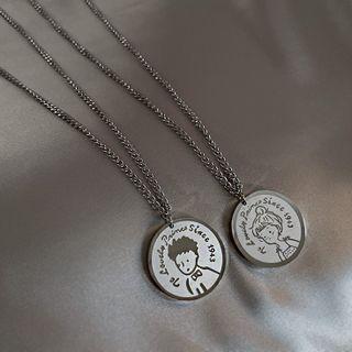 Couple Matching Disc Pendant Alloy Necklace