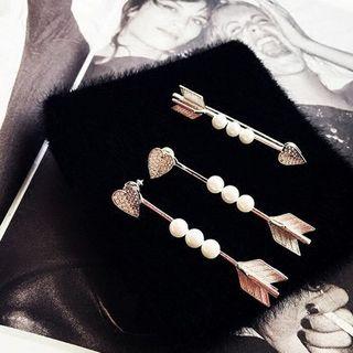 Faux Pearl Arrow Brooch