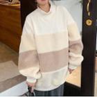 Mock-neck Color Block Fleece Sweatshirt