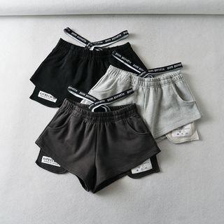 Cross Strap Plain Sweat Shorts