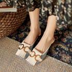 Fringed Houndstooth Mules