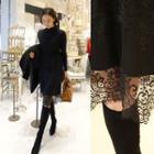 Mock-neck Lace-hem Knit Dress