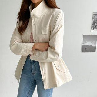 High-neck Flower-print Safari Jacket