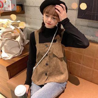 Plain Long-sleeve Top / Corduroy Sleeveless Top