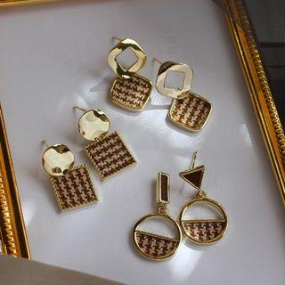 Houndstooth Fabric Alloy Dangle Earring