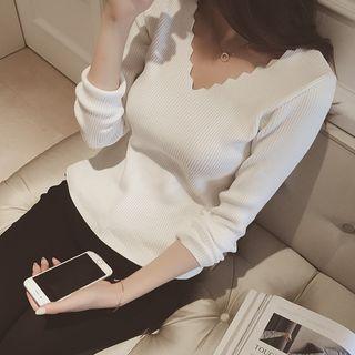 Set : Long-sleeve Knit Top + Dress