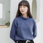 Long-sleeve Lettering Turtle-neck T-shirt