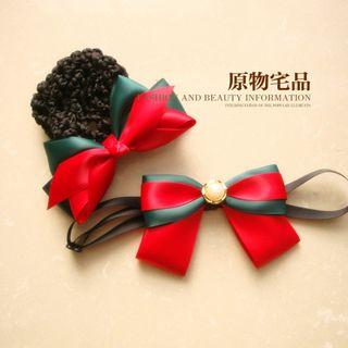 Bow Hair Barrette With Snood Net / Bow Tie / Set: Bow Rhinestone Hair Clip + Bow Tie