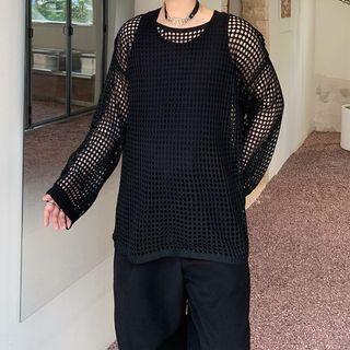 Long-sleeve Loose-knit T-shirt