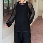 Long-sleeve Loose-knit T-shirt