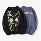 Butterfly Print Long Sleeve Sweater