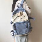 Bear Applique Two-tone Lightweight Backpack