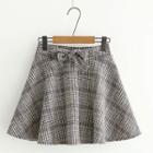 Bow-tie Belted Houndstooth Mini Skirt