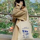 Graphic Cotton Shopper Bag Cream - One Size